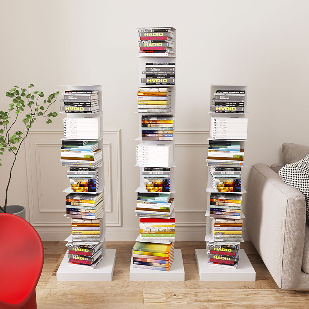 

7-Tier Decorative Stacked Etagere Bookshelf with Metal Frame