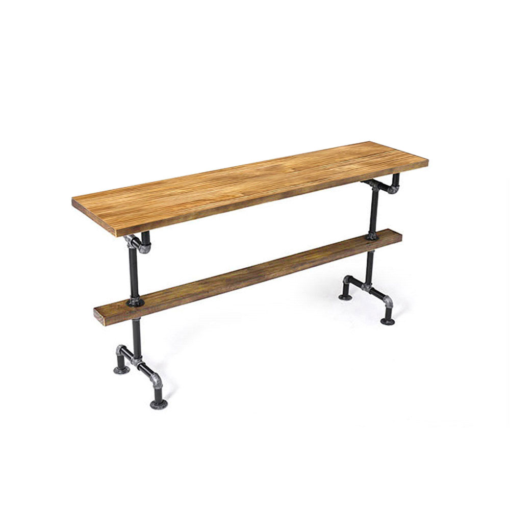 63" Industrial Natural 5 Piece Bar Table Set with Shelf