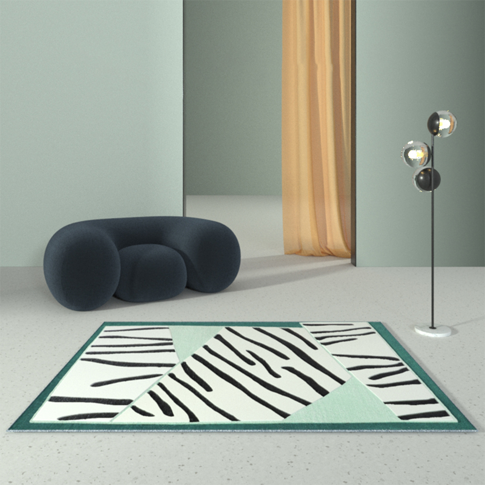 

10' x 13' Creative Rectangular Green & Black & White Area Rug