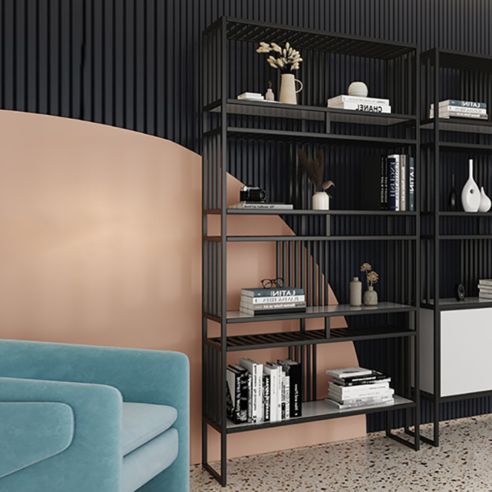 

Modern Storage Standing Metal Bookshelf 4-Tier in Black