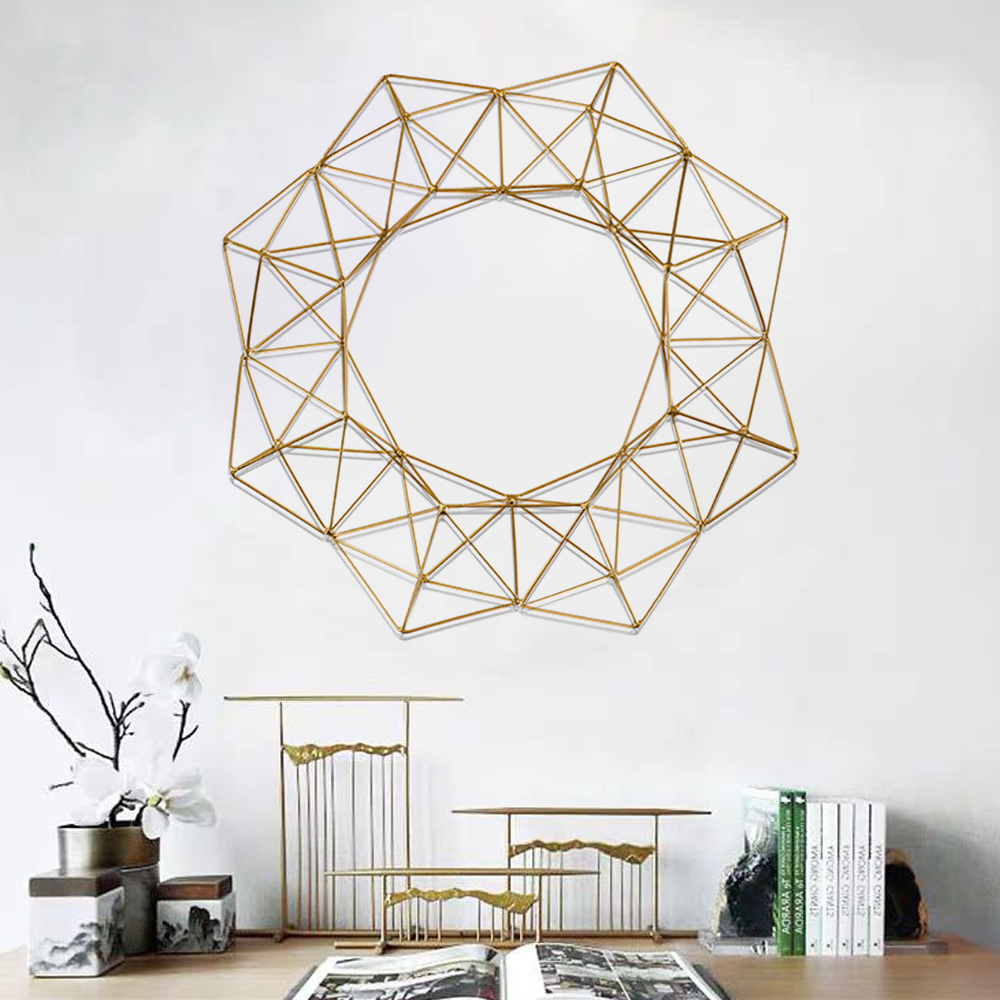 Nordic 3D Hollow-Out Geometric Wall Decor Golden Metal Wall Art