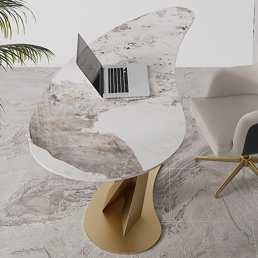 1400mm Creative Desk for Home Office Sintered Stone Top Stainless Steel Computer Desk