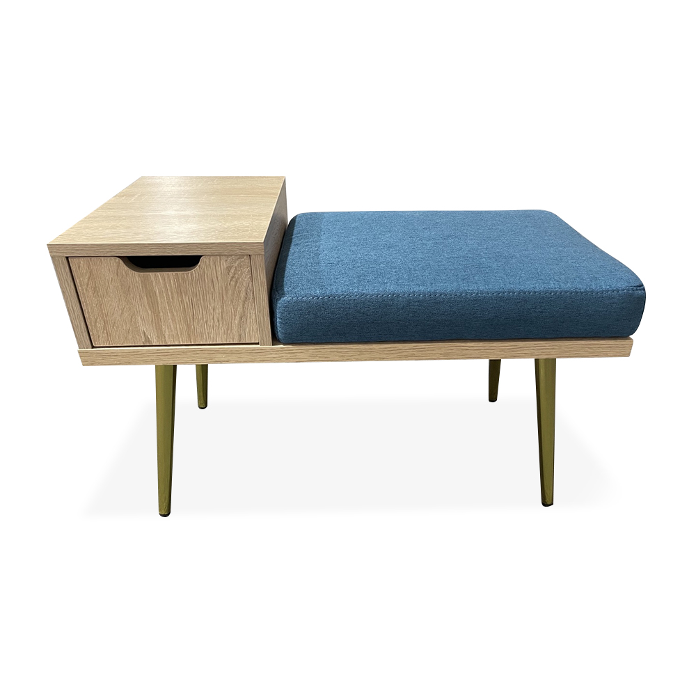 Modern Storage Hallway Bench Upholstered Bench with Drawer in Natural & Deep Grey