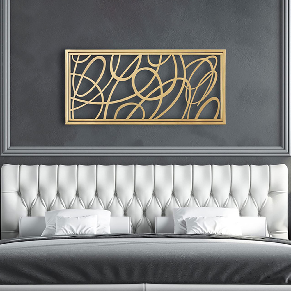 

Gold Rectangular Frame Abstract Wall Decor Creative Metal Wall Art