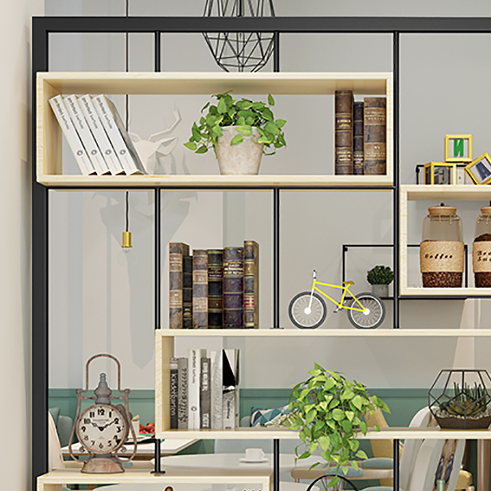 Modern Freestanding 5Tier Bookshelf in Metal & Solid WoodHomary