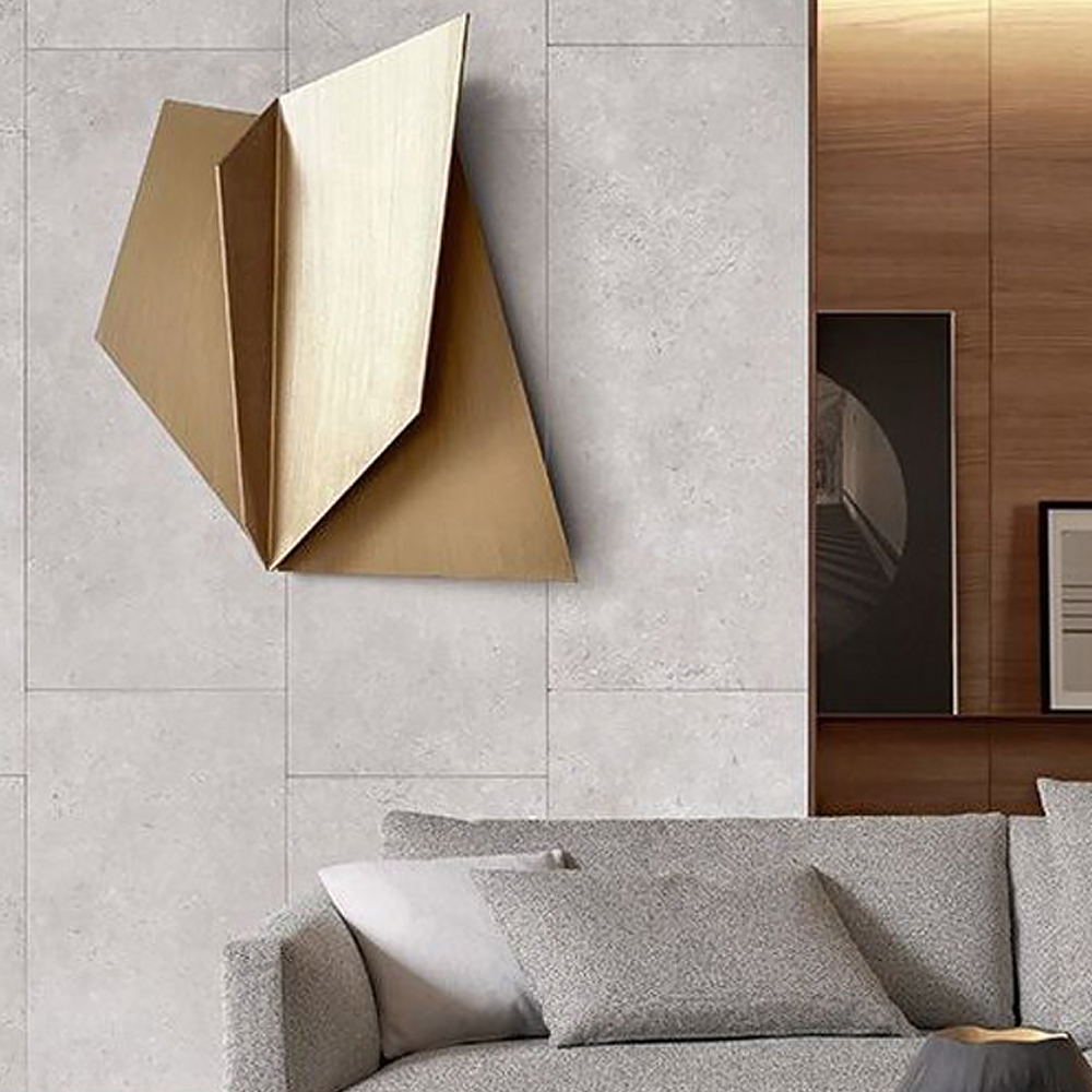Irregular 3D Abstract Golden Wall Hanging Home Metal Wall Decoration