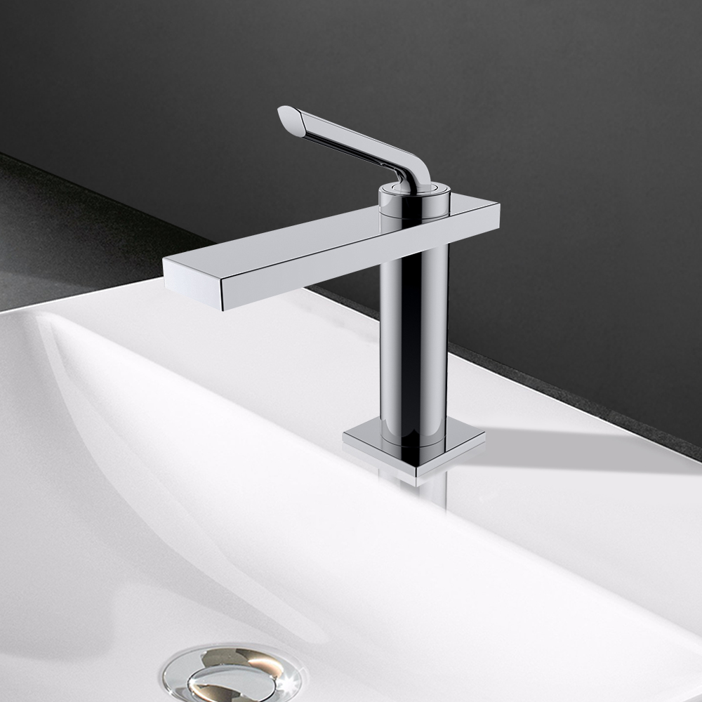 

Single Handle Bathroom Sink Faucet 1-Hole Solid Brass Polished Chrome
