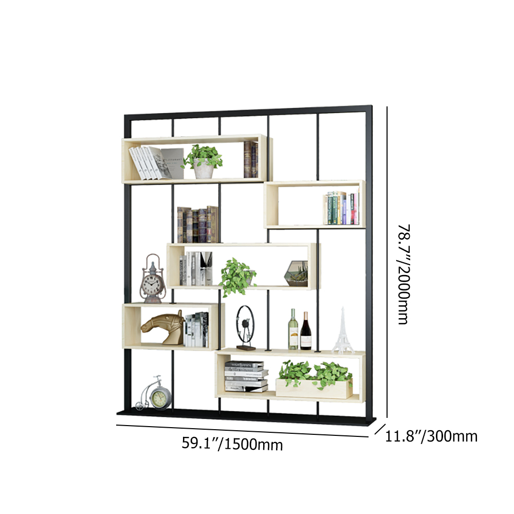 Modern Freestanding 5Tier Bookshelf in Metal & Solid WoodHomary