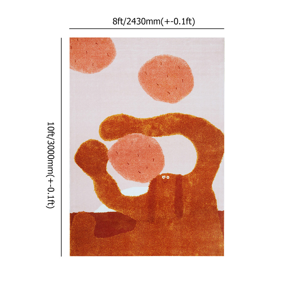 

6' × 9' Abstract Orange Cartoon Animal Figure Designed Thick Area Rug