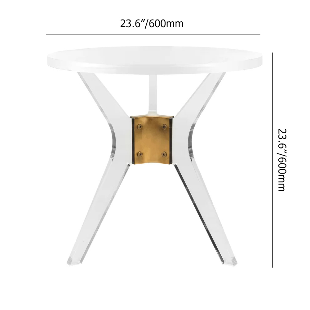 23.6"Dia Modern Clear Acrylic End Table Small Round Side Table