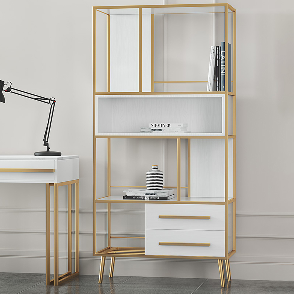 

Light Luxury Postmodern Bookshelf with Two Drawers
