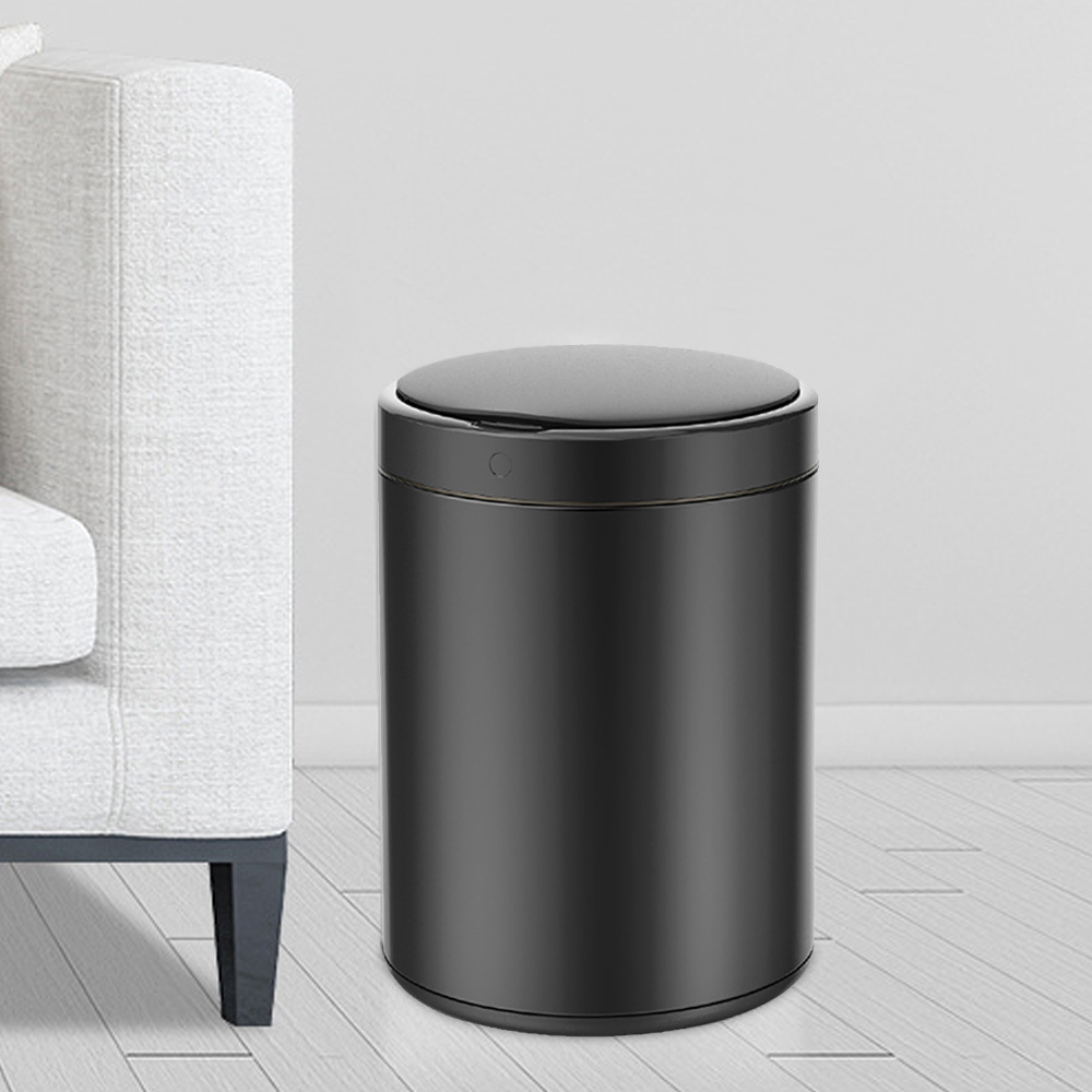 

Automatic Touchless Sensor Stainless Steel Black Trash Can 2.38 Gallon