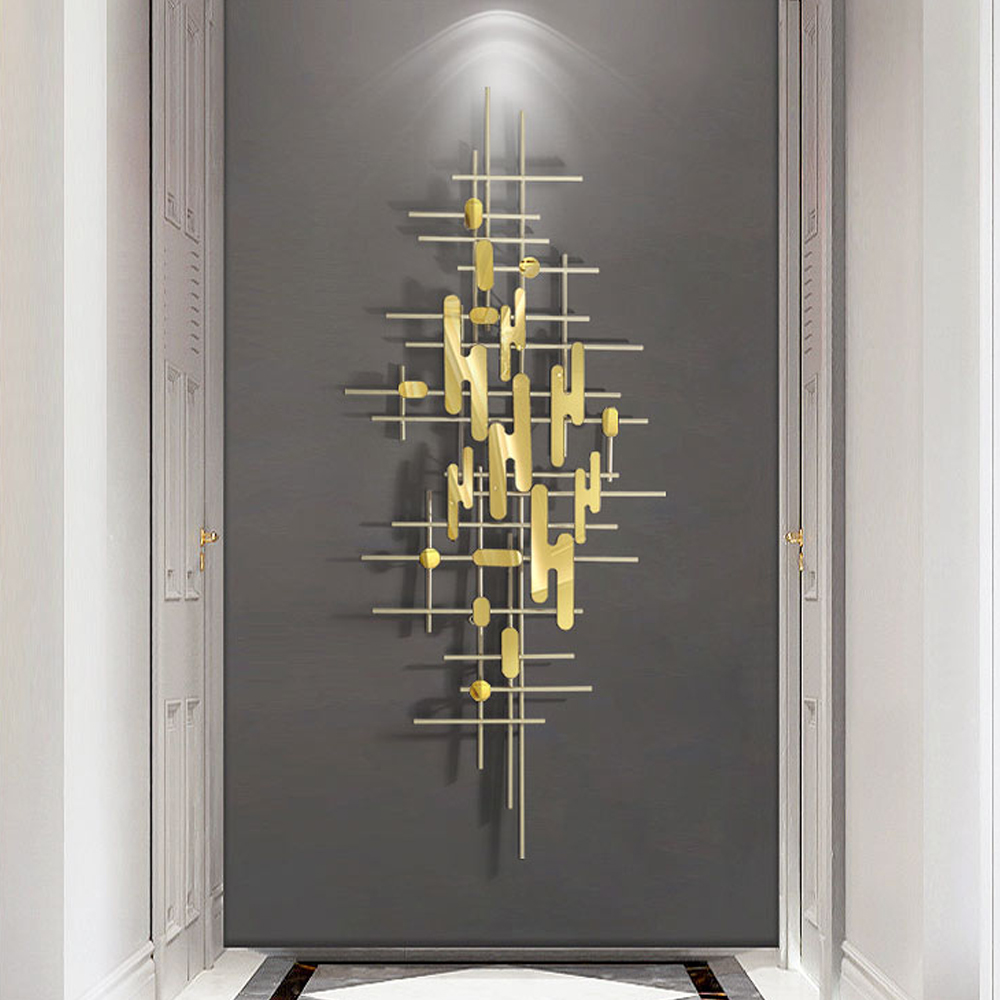 

Modern 3D Geometric Wall Decor Household Golden Metal Wall Accent