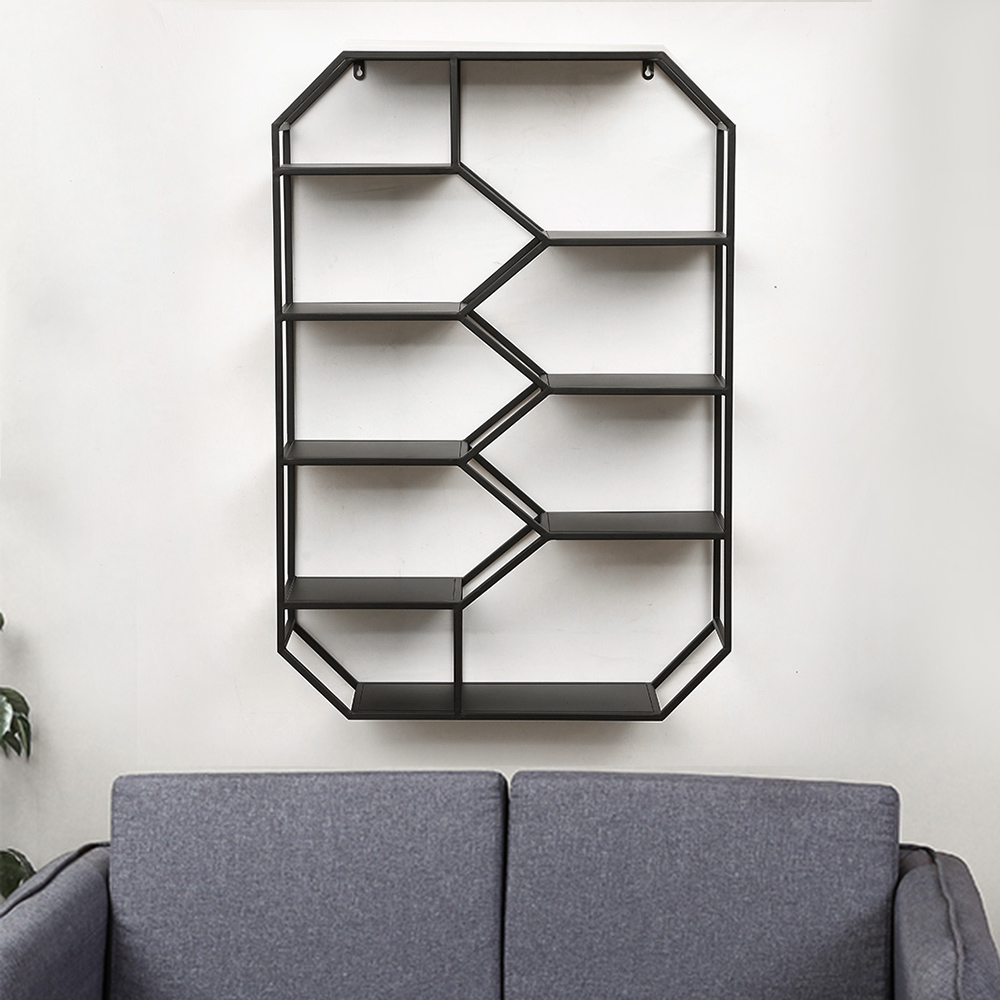 

Nordic Black Geometric Wall Mounted Shelves Metal Floating Bookshelf