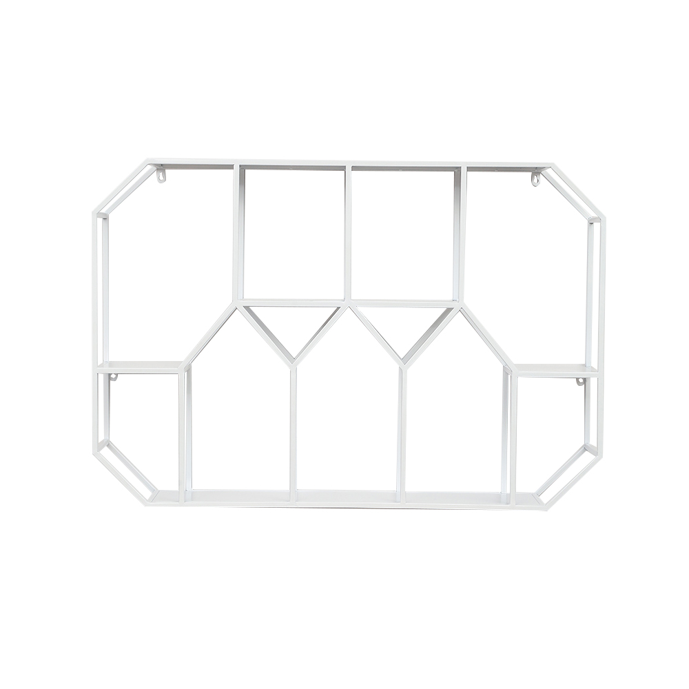 

Nordic White Geometric Wall Mounted Shelves Metal Floating Bookshelf