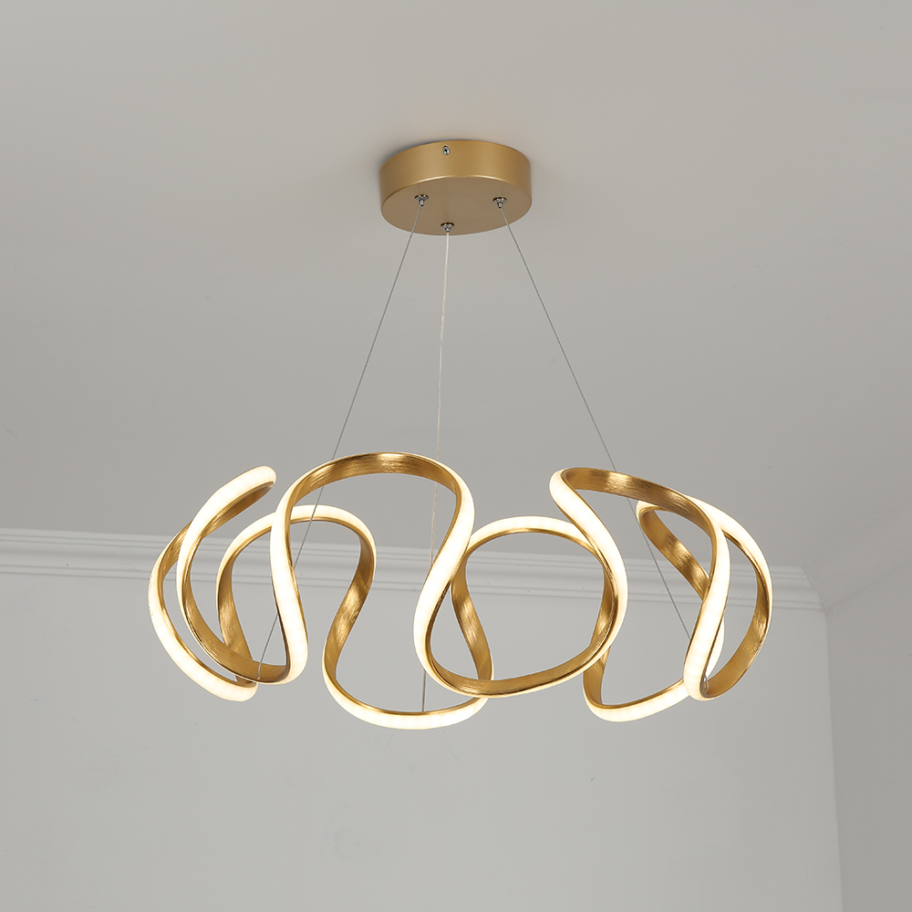 Rola Gold LED Unique Geometric Chandelier Haning Pendant Light 