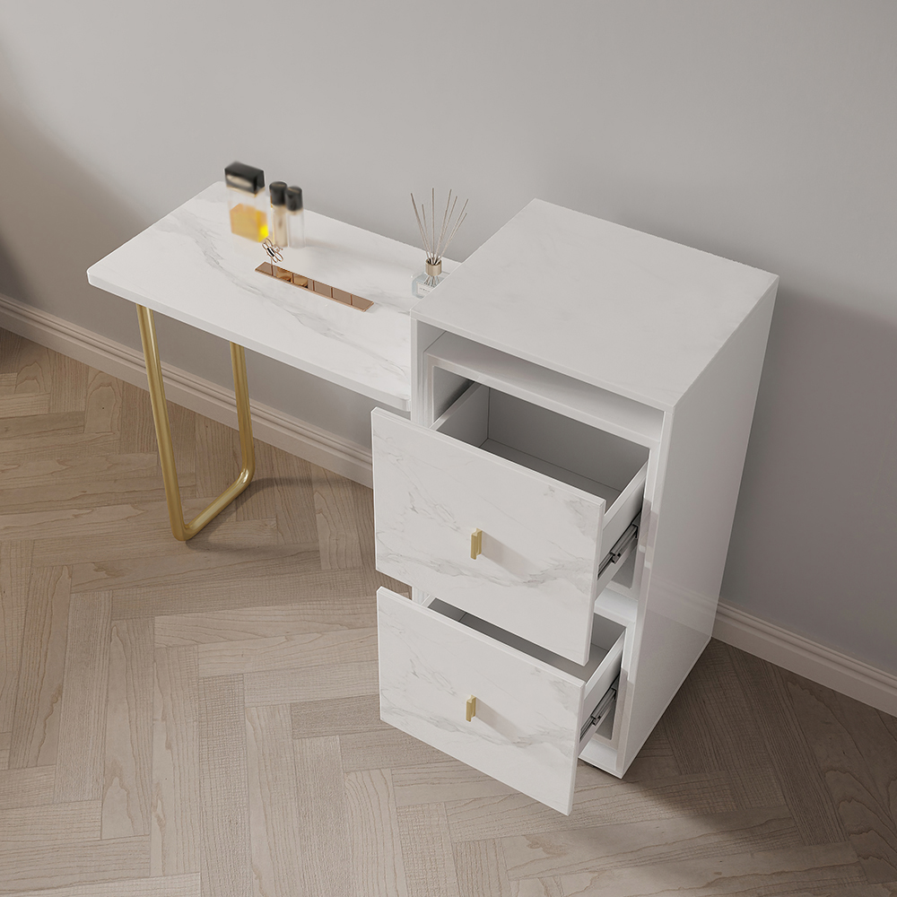 Modern Folding Desk with Chair White Extendable Writing Desk with Cabinet