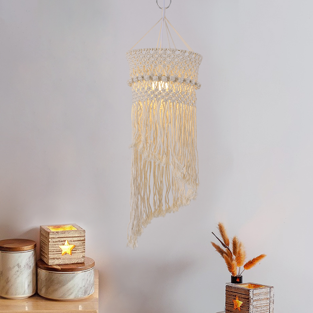 

Bohemian Macrame Light White Pendant Light 1-Light