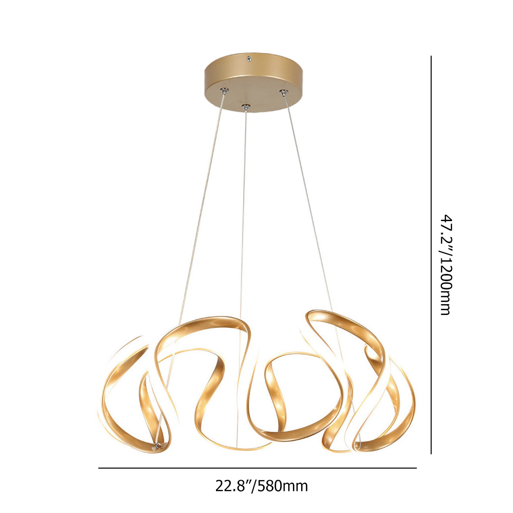 Rola Gold LED Unique Geometric Chandelier Haning Pendant Light 