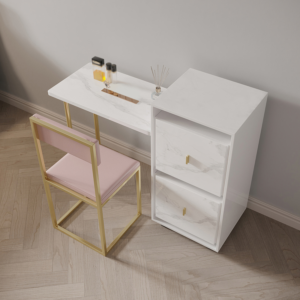 Modern Folding Desk with Chair White Extendable Writing Desk with Cabinet