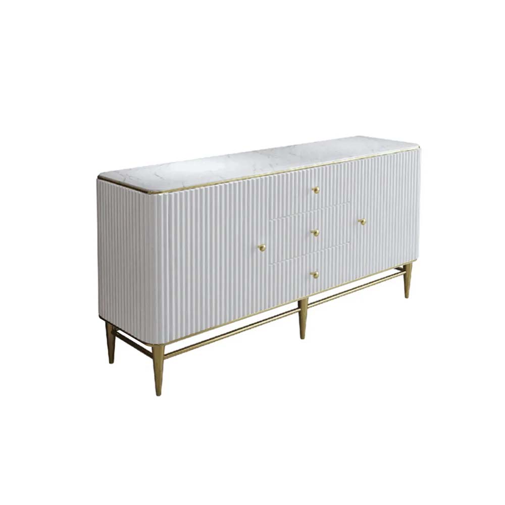 Modern Sideboard Buffet Faux Marble Top with Doors & Shelves & Drawers in Large