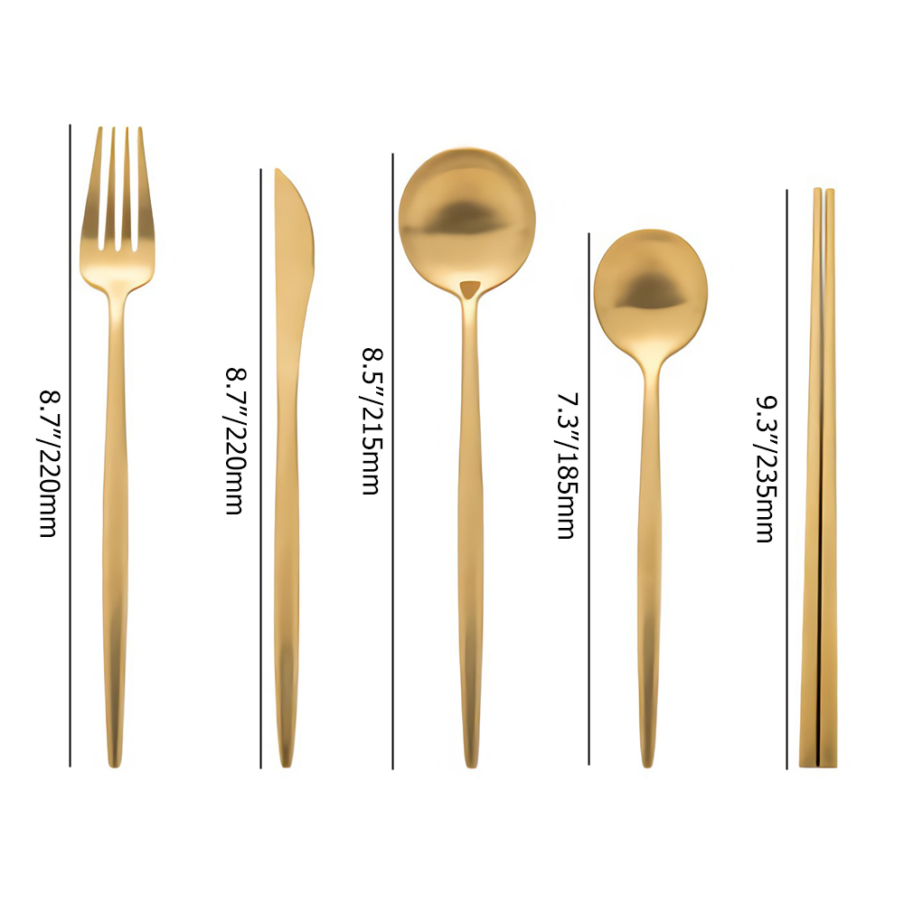 60-Pieces Stainless Steel Flatware Set in Brushed Gold, Service for 12