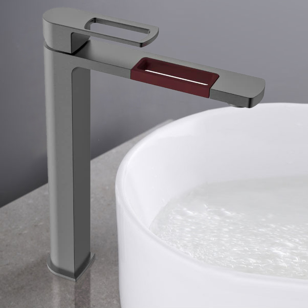 

Gunmetal Single Handle Bathroom Vessel Faucet 1-Hole Solid Brass