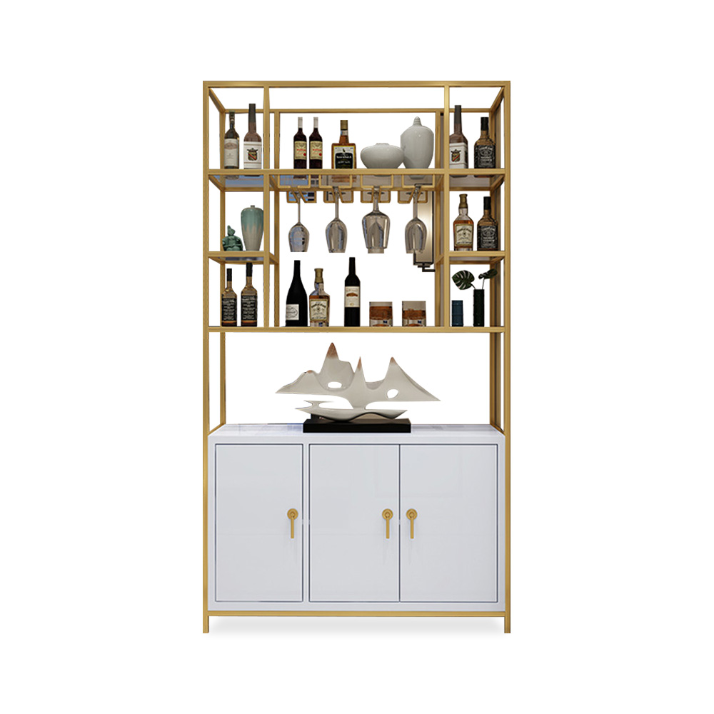 Modern Bar Glass Holders & Wine Shelves 2 Doors 68"Homary