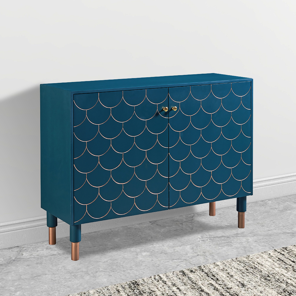 

Blue Buffet Creative & Artistic Gold Drawing Sideboard 2 Doors 6 Shelves