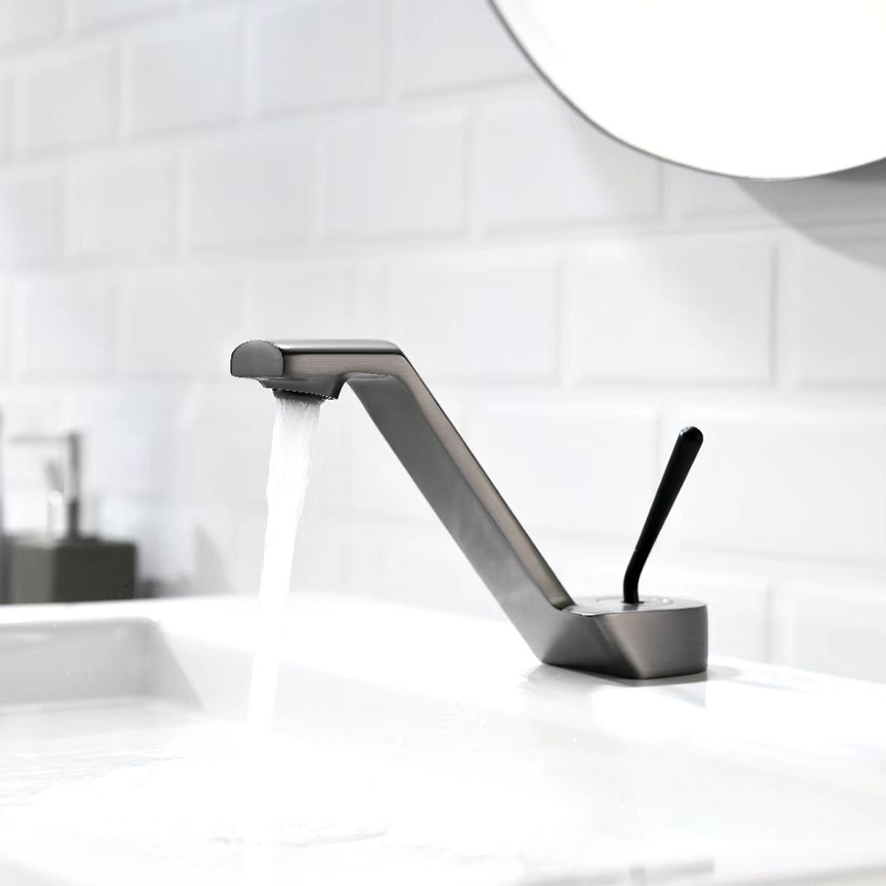

Sink Faucet Aerated Stream Single Handle Solid Brass Gunmetal, Gunmetal gray