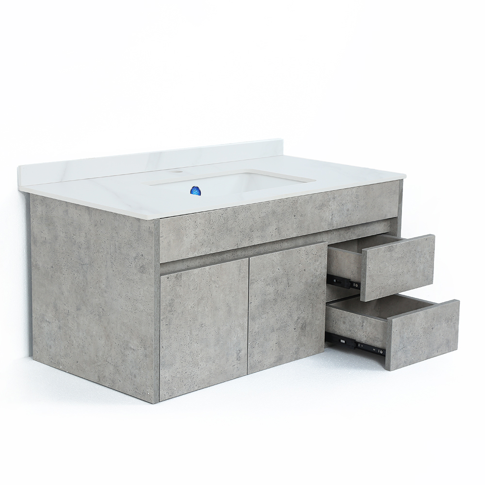 900mm Floating Bathroom Vanity with Faux Marble Countertop Basin Wall Mounted