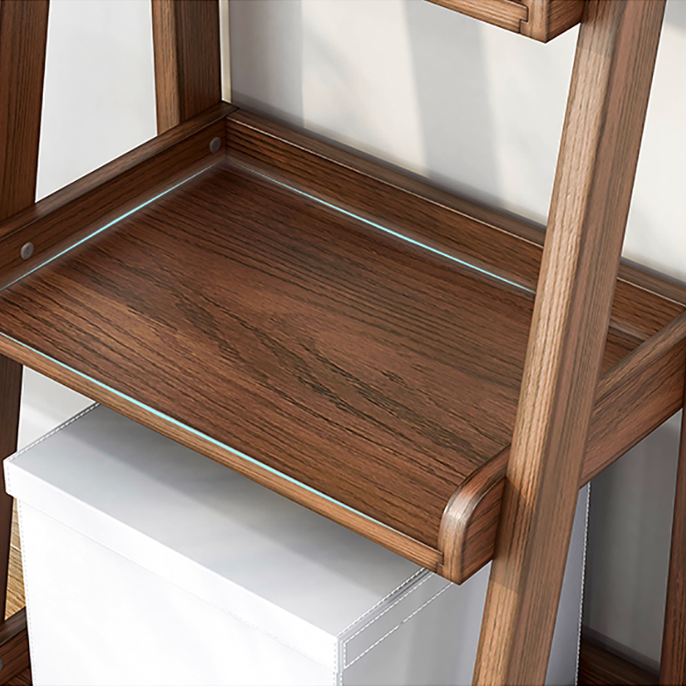 

Wooden Walnut 4-Tier A-Frame Shelf Standing Bookshelf