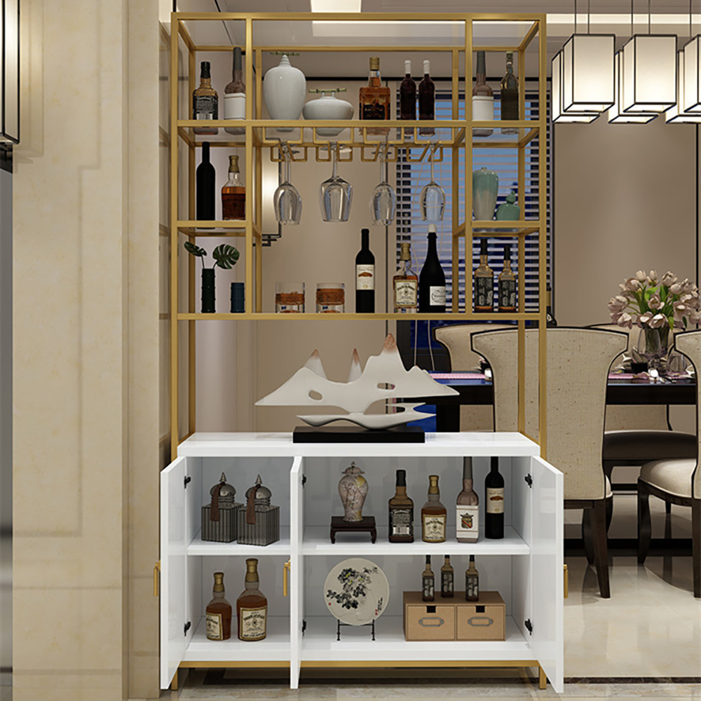 Modern Bar Glass Holders & Wine Shelves 2 Doors 68"Homary