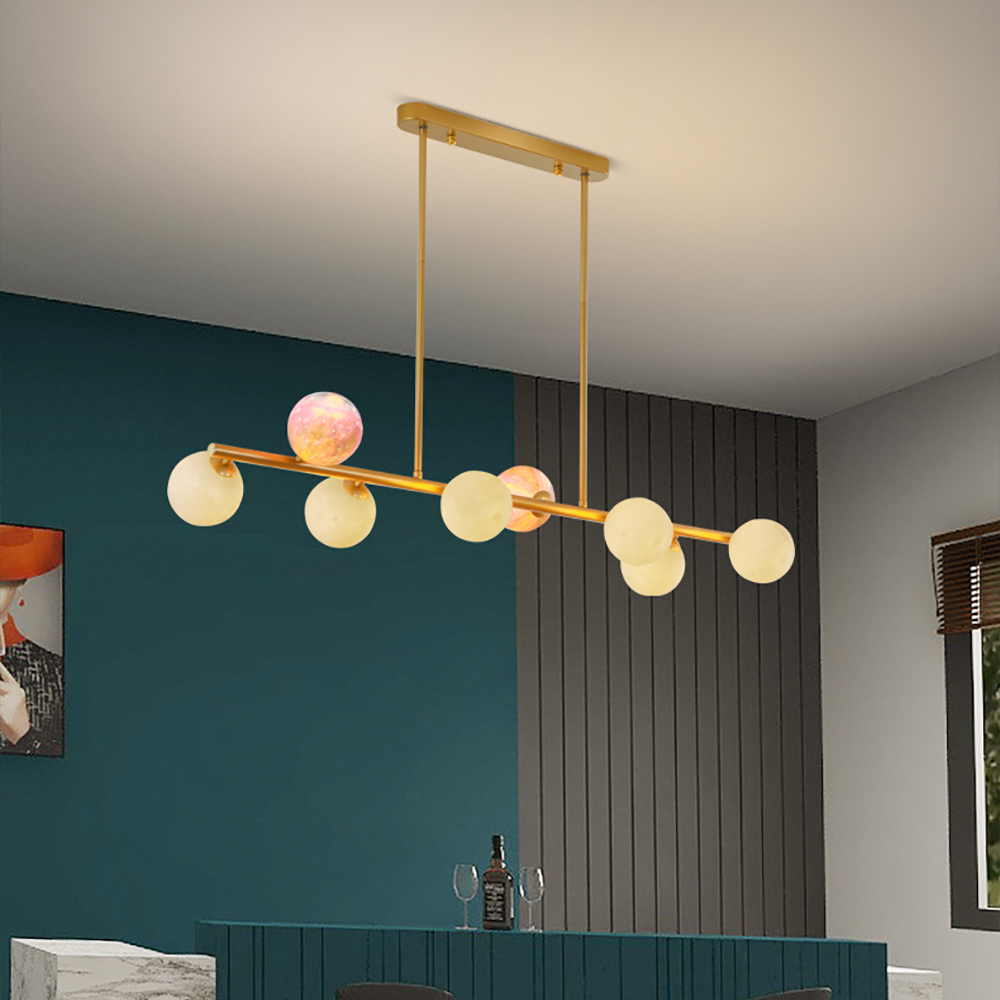 

Modern 8-Light Sputnik Design LED Pendant Light with Gold Stoving Varnish