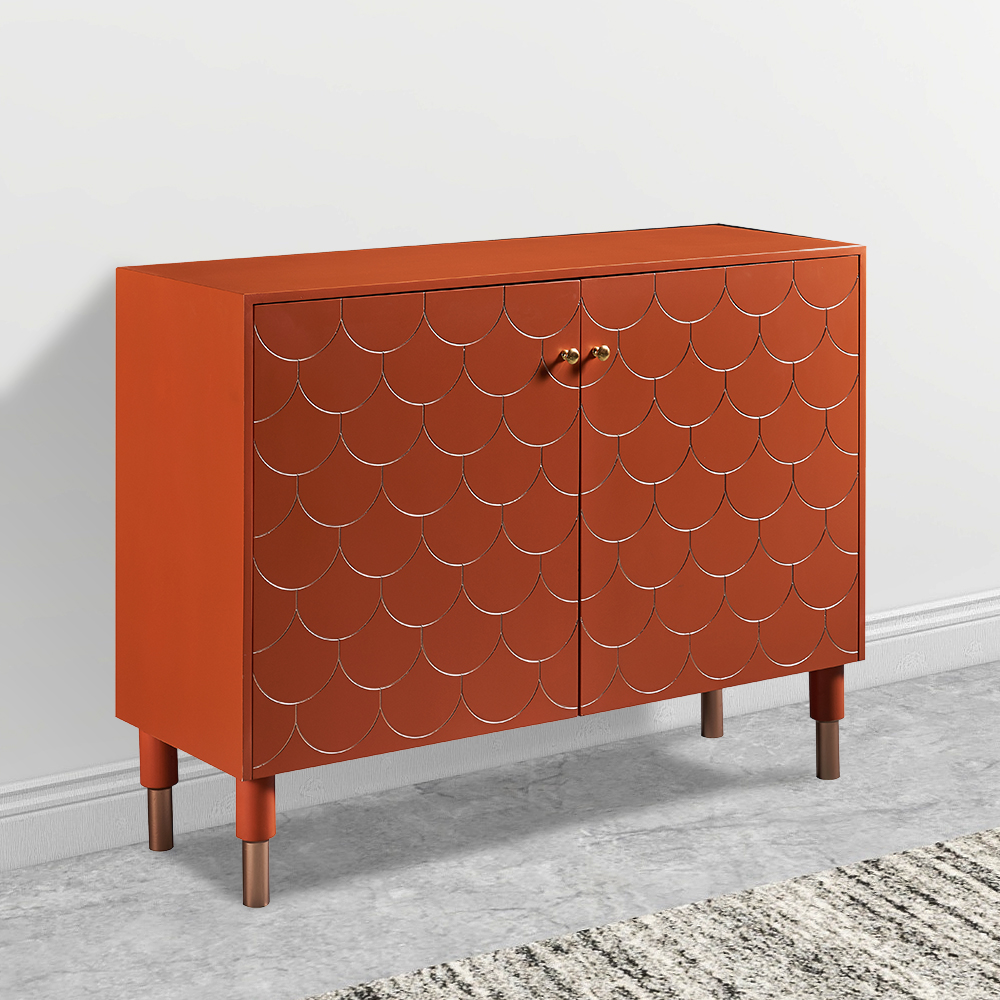 

Orange Buffet Creative & Artistic Gold Drawing Sideboard 2 Doors 6 Shelves