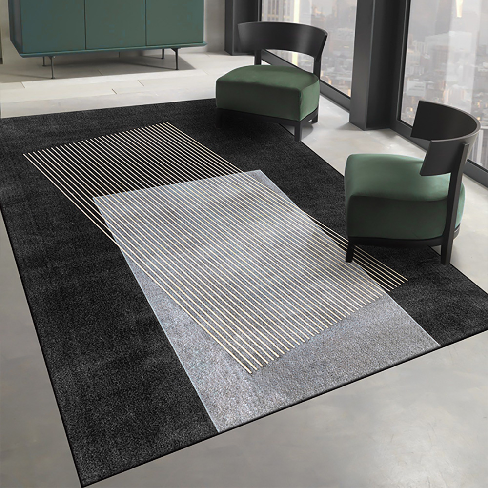 

5' x 8' Designer Modern Style Rectangular Black Geometric and Physics Area Rug