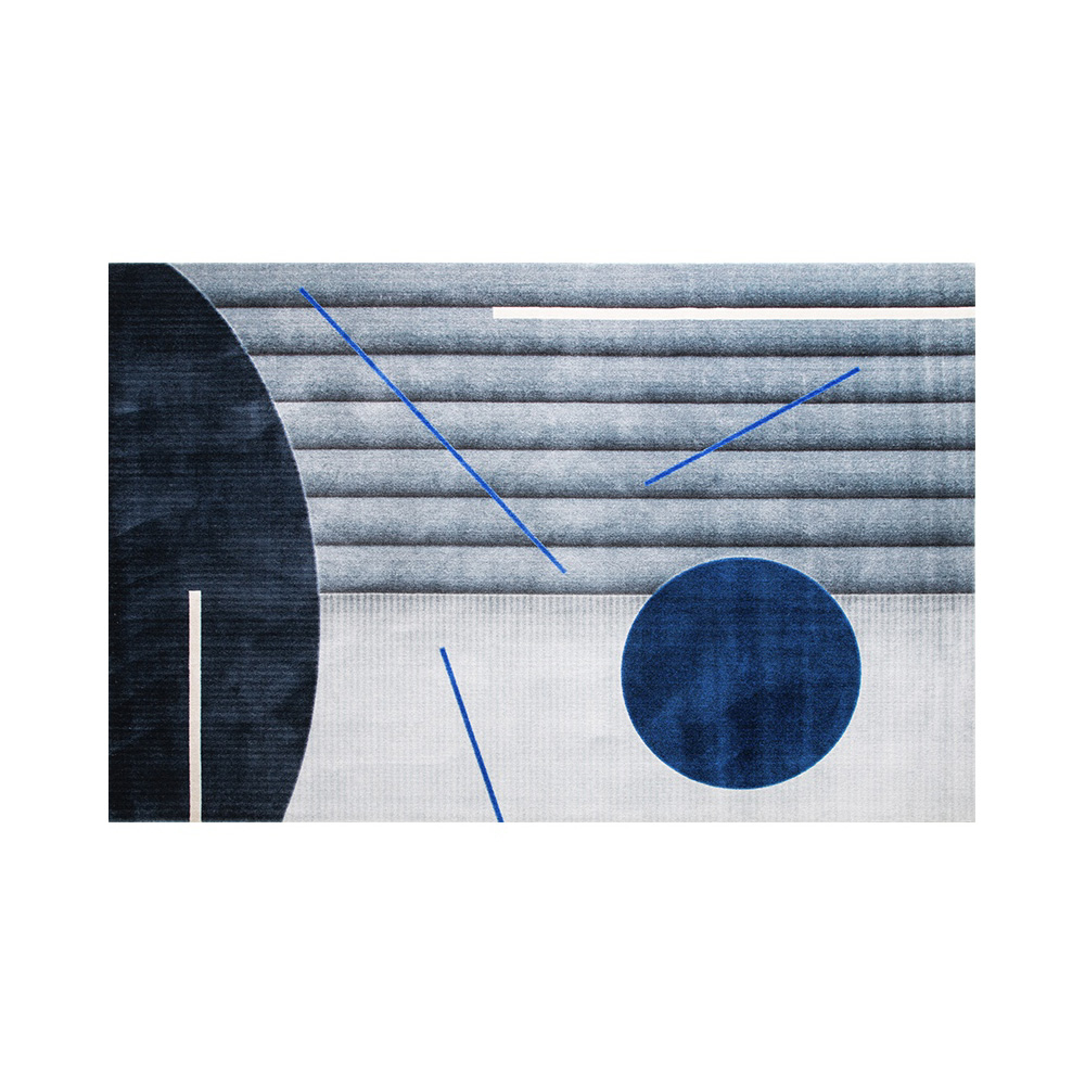 6' x 9' Designer Modern Style Retangular Blue Geometric and Physics Area Rug