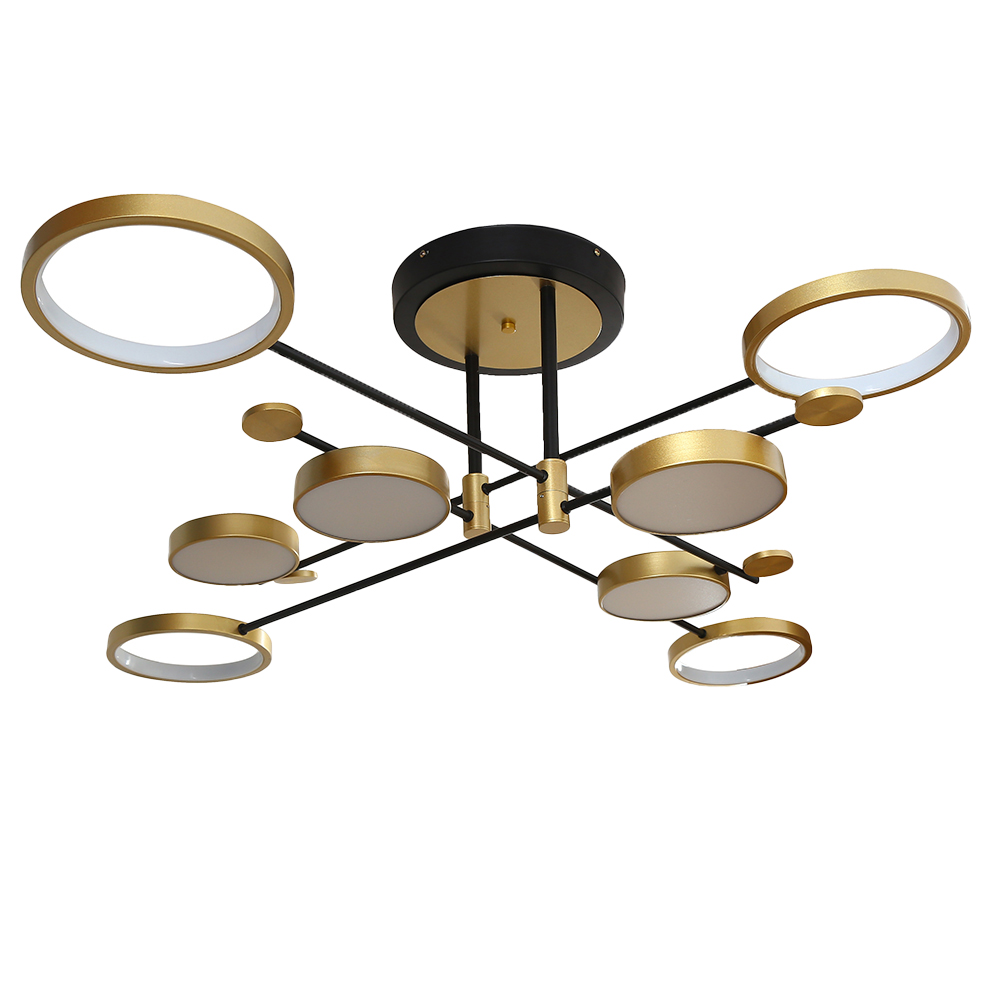 Modern Semi Flush Mount Lighting Gold Ceiling Light Fixture LED Ring
