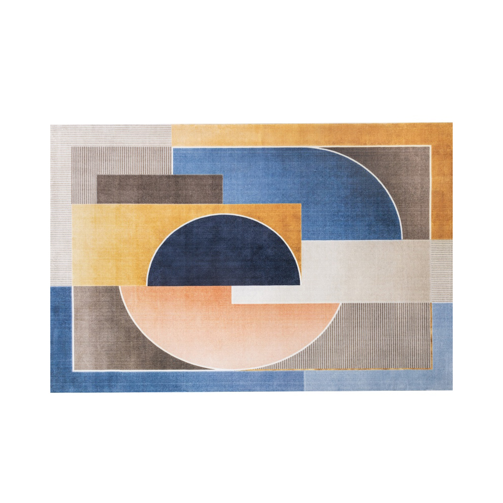 

10' x 13' Designer Modern Style Retangular Blue and Geometric Area Rug