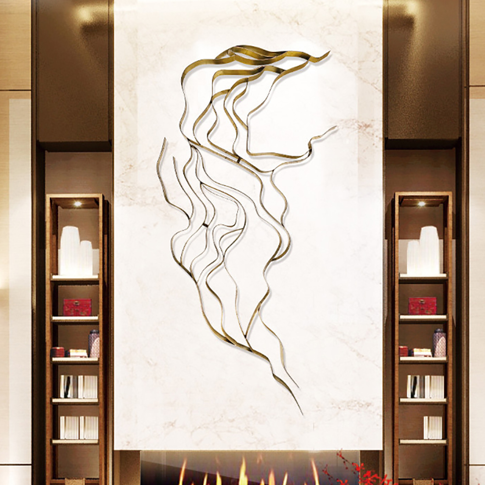 Luxury Abstract Wavy Lines Wall Decor Irregular Metal Wall Art in Gold