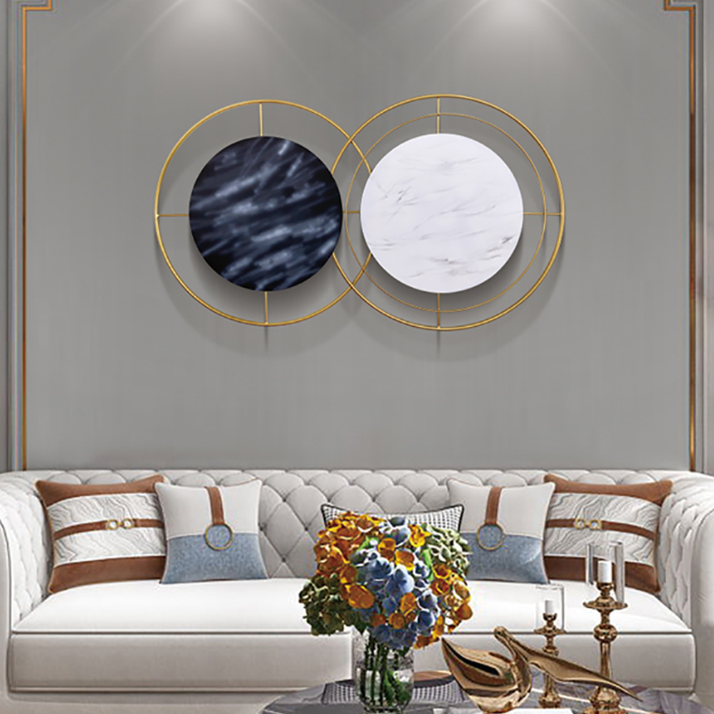

Modern Geometric Marble Wall Decor Metal Round Frame Home Art