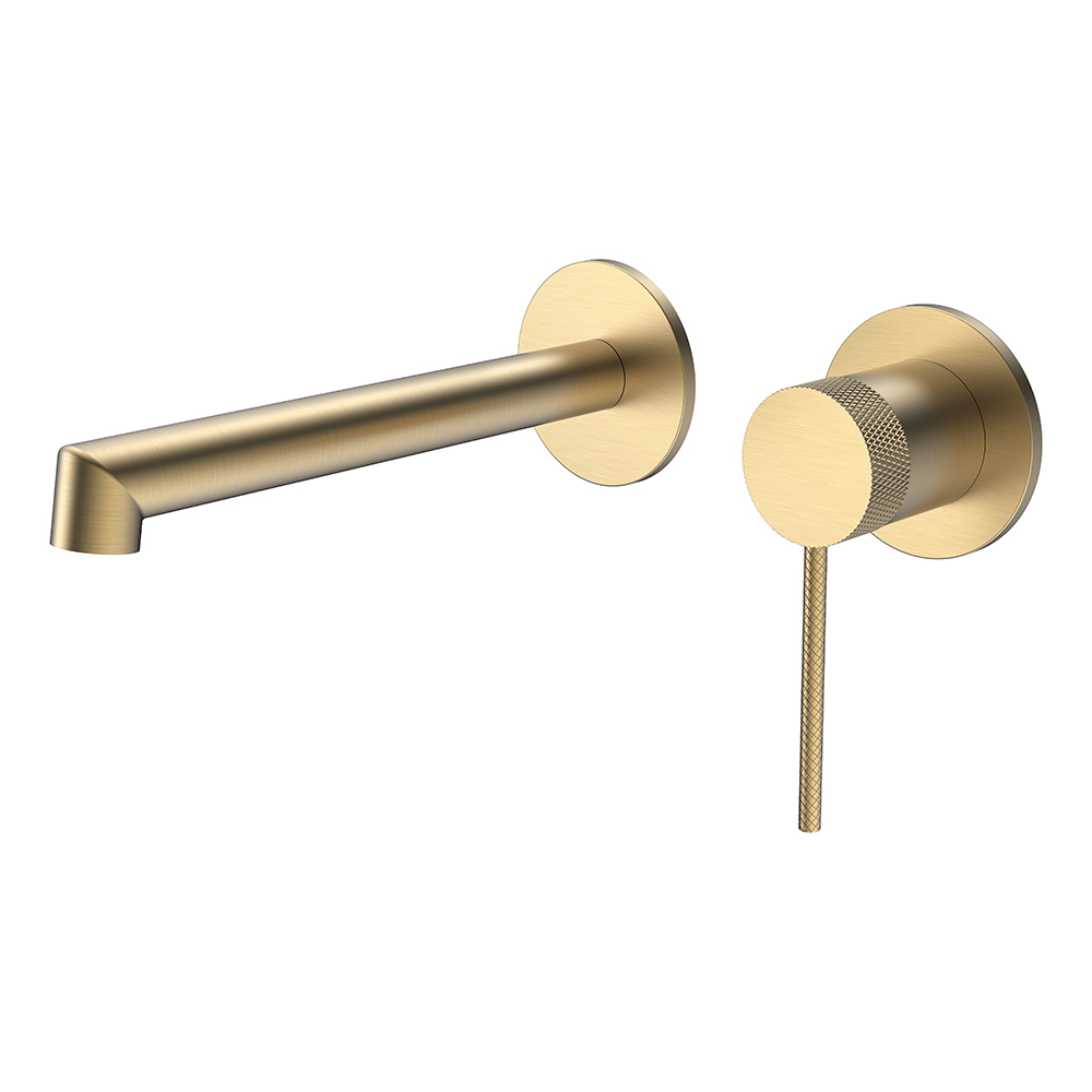 Single Lever Handle Wall Mounted Bathroom Tap Basin Tap Brass Brushed Gold