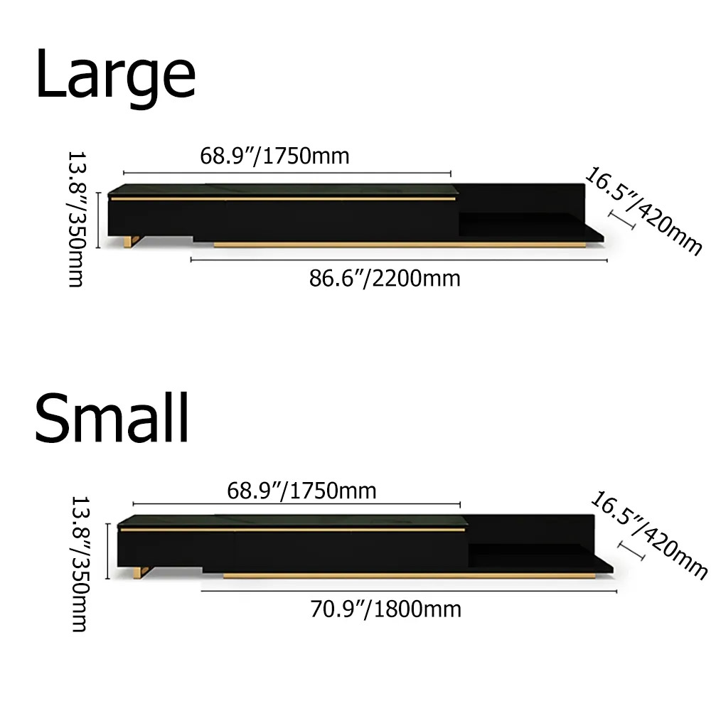 Modern White TV Stand Tempered Glass Top Retracted Media Console with 3