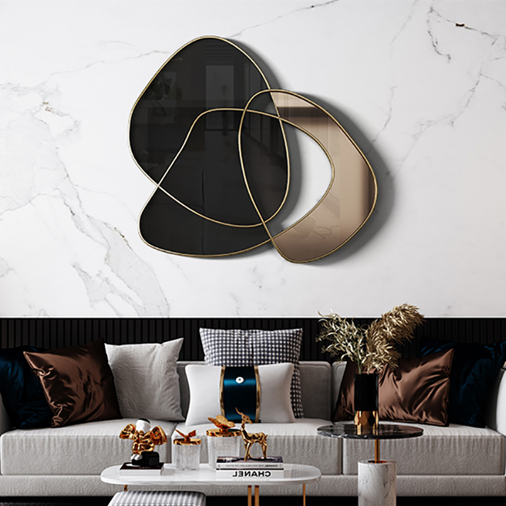 Abstract 3D Metal Wall Decor Modern Irregular Home Art Black & Gold
