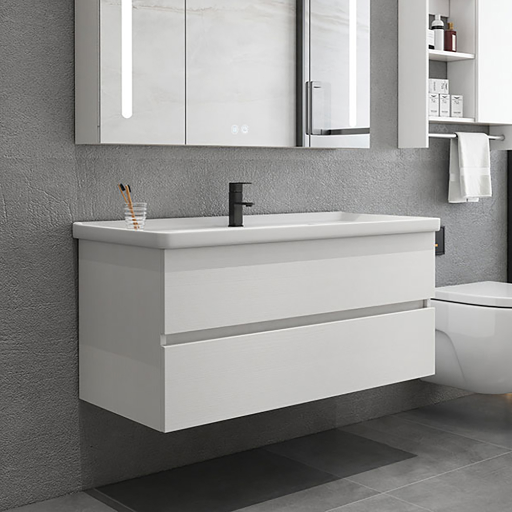 323 White Floating Bathroom Vanity With Integral Ceramic Sink With 2 Drawer Homary 3353