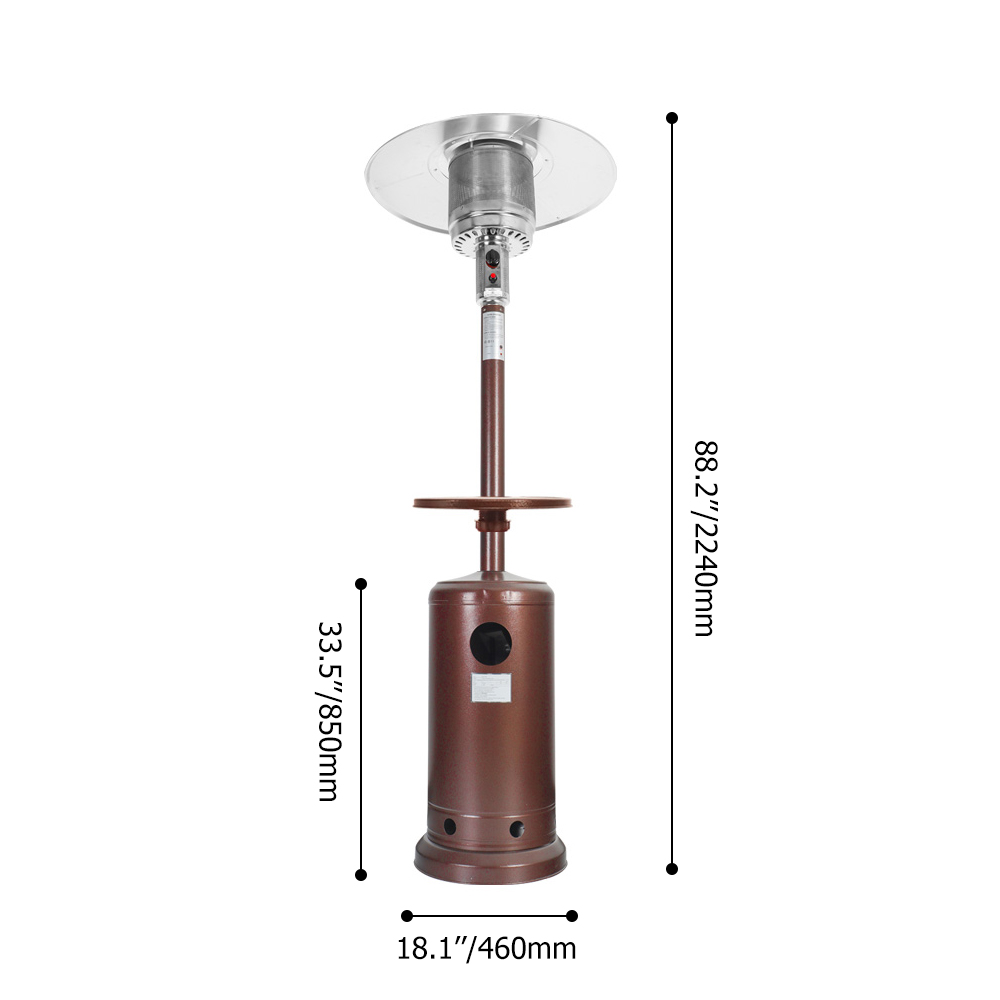 Umbrella Propane Gas Outdoor Patio Gas Heater with Tabletop Brown Finish
