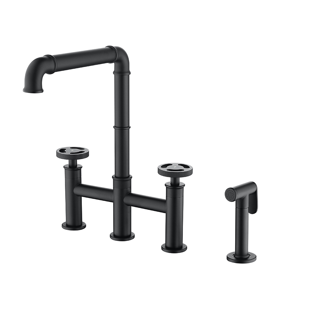Ruth Industrial 2-Handle Centerset Kitchen Faucet with 1 Pull-out Sprayer Bridge-Shaped