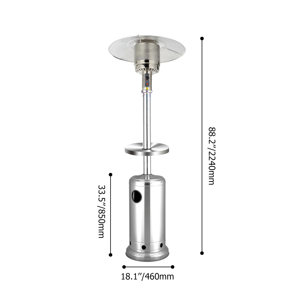 46,000BTUs Stainless Steel Outdoor Propane Heater with Table