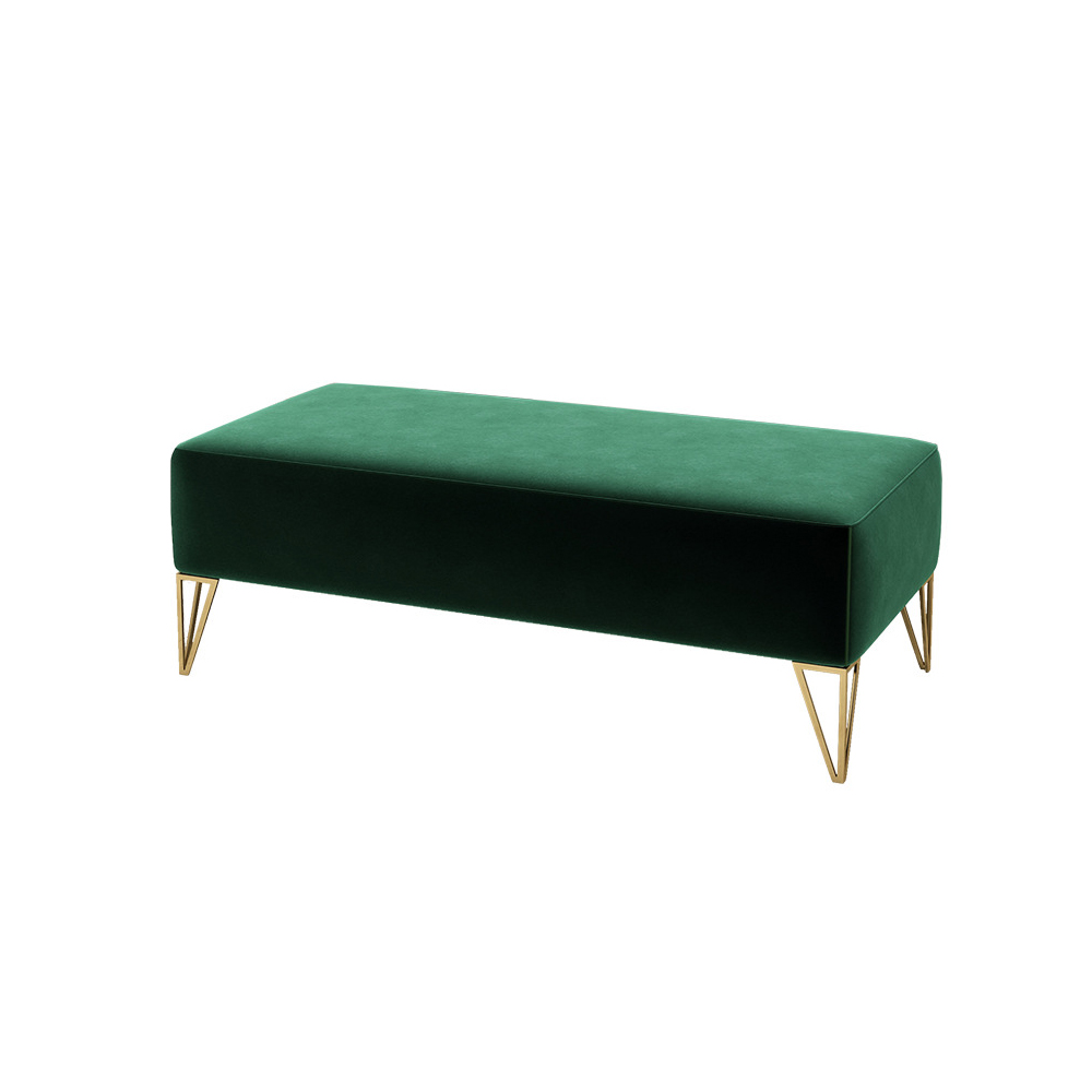 Modern Upholstered Bench Entryway Green Cushioned Bench Gold Tapered