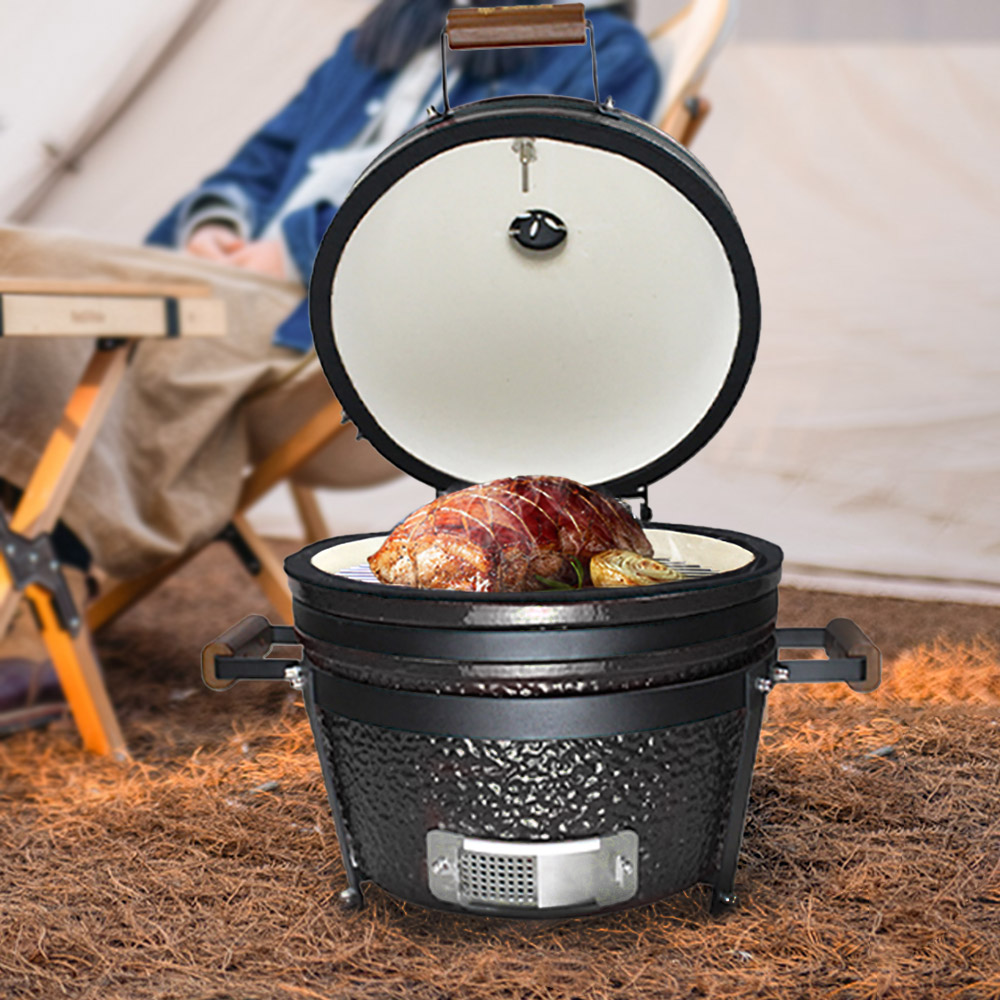 16" Black Multipurpose Portable Ceramic Kamado GrillHomary
